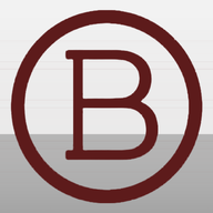 Boekel B mark, white on grey