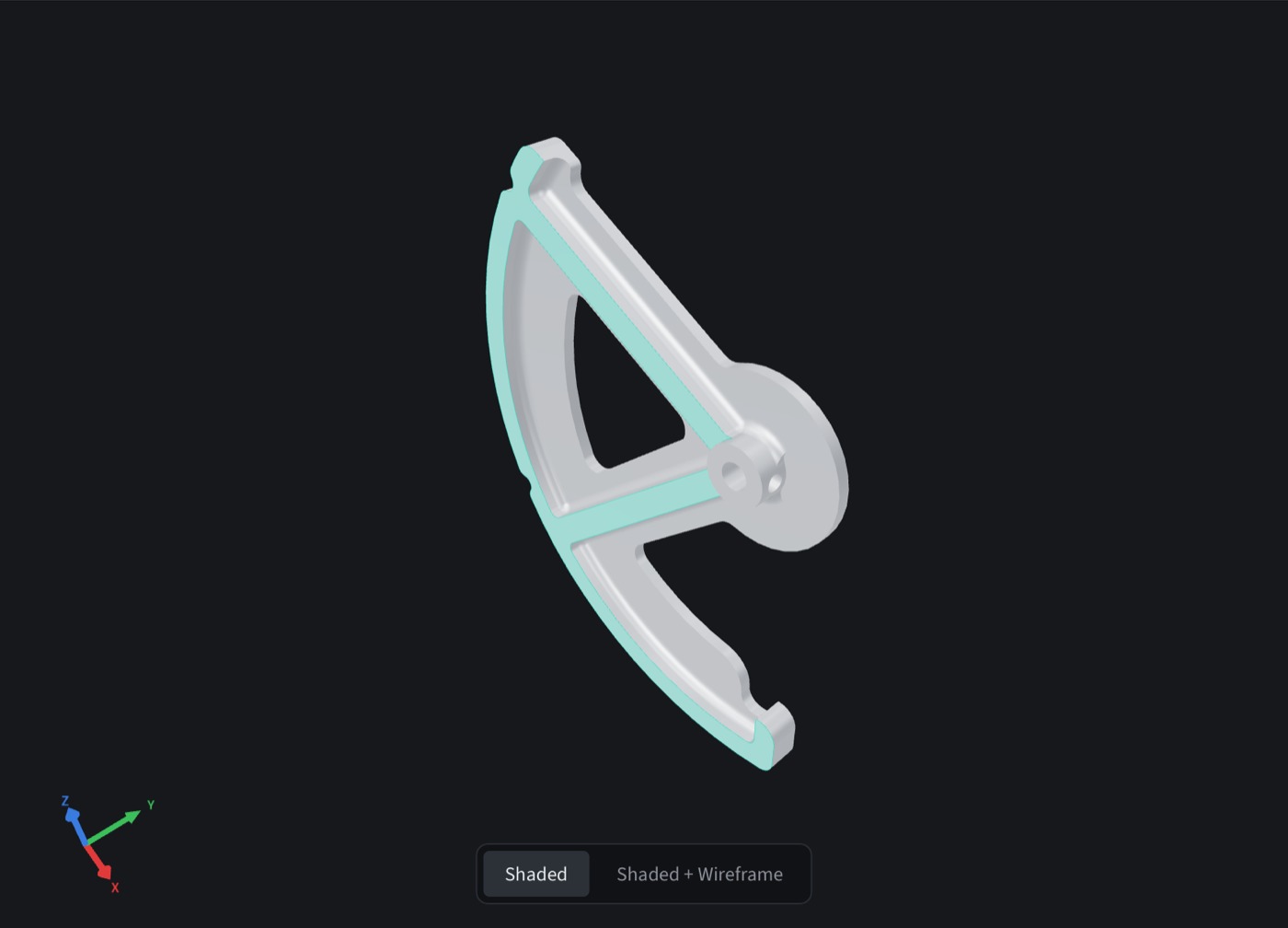 The 3D view with one planar face picked and highlighted